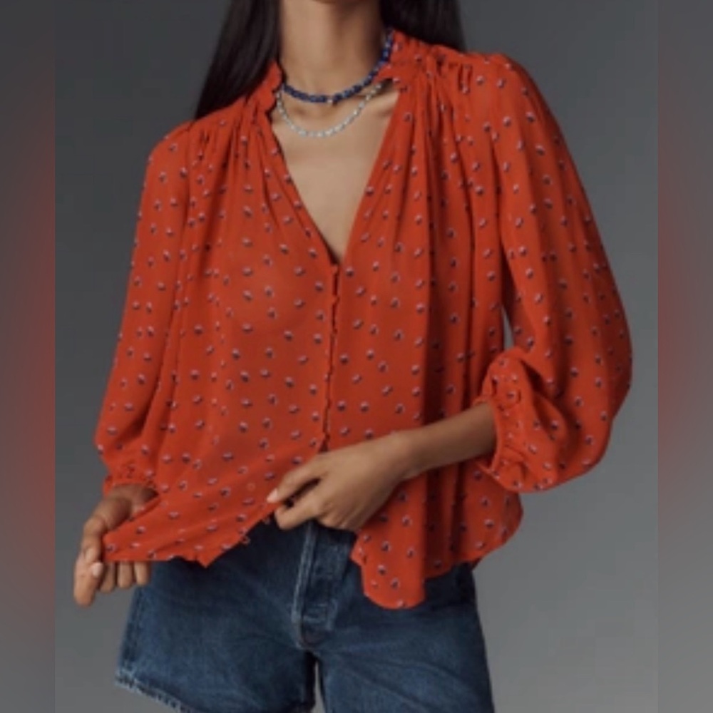 THE ESTELA SHEER PRINTED BLOUSE